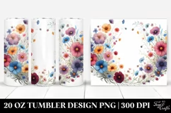 Watercolor Flowers Oval Frame | 20 oz Tumbler Product Image 1