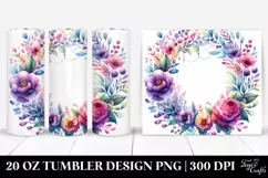 20 Oz Tumbler Sublimation | Colorful Lilac Watercolor Frame Product Image 1