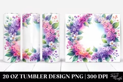 20 Oz Tumbler Sublimation | Colorful Lilac Watercolor Frame Product Image 1