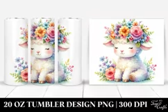 Cute Cartoon-Style Lamb on Flower with Flower Crown 20 Oz Product Image 1