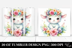 Pastel Lamb with Flower Crown 20 Oz Tumbler Product Image 1