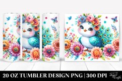 Small Watercolor Colorful Baby Peacock | 20 Oz Tumbler Product Image 1
