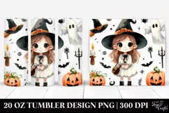 Simple Funny Witch Haloween Clipart, Watercolor Style 20 Oz Product Image 1
