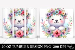 20 Oz Tumbler Sublimation | Colorful Baby Polar Bear with Product Image 1