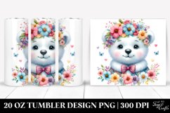 20 Oz Tumbler Sublimation | Colorful Baby Polar Bear with Product Image 1