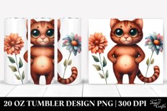 Watercolor Brown Cat Skinny Body | 20 Oz Tumbler Product Image 1