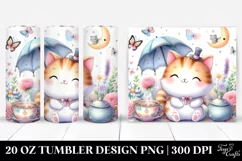 Whimsical Cute Cat Illustration 20 Oz Tumbler Product Image 1