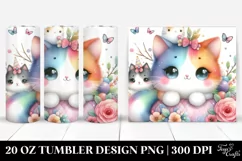 Whimsical Cute Cat Illustration 20 Oz Tumbler Product Image 1