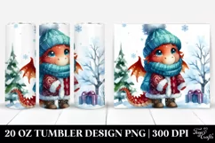 Cute Watercolor Winter Dragon Clipart Product Image 1