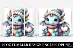 Cute Watercolor Winter Dragon Clipart Product Image 1