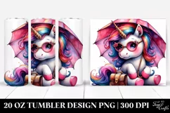 Colorful Baby Unicorn with Umbrella, Transparent PNG Product Image 1