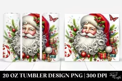 Whimsical Santa Portrait Clipart, Transparent 20 Oz Tumbler Product Image 1