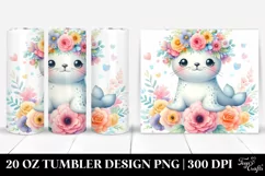 Pastel Seal with Flower Crown 20 Oz Tumbler Product Image 1