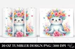 Pastel Seal with Flower Crown 20 Oz Tumbler Product Image 1