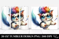 Playful Jumping Baby Cat with Watercolor Design | 20 oz Product Image 1