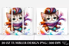 Playful Jumping Baby Cat with Watercolor Design | 20 oz Product Image 1