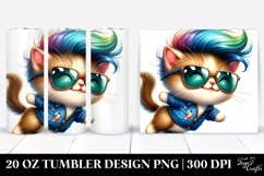 Playful Jumping Baby Cat with Watercolor Design | 20 oz Product Image 1