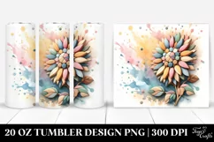 Charming Stained Sunflower Art in Pastel | 20 oz Tumbler Product Image 1