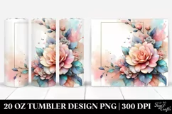 Abstract Camellia Watercolor, Transparent 20 Oz Tumbler Product Image 1