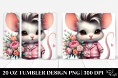 Proud Baby Mouse with Flower Bouquet, Transparent PNG Product Image 1