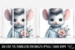 Proud Baby Mouse with Flower Bouquet, Transparent PNG Product Image 1