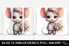 Proud Baby Mouse with Flower Bouquet, Transparent PNG Product Image 1