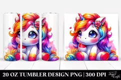 Cute Unicorn Sitting Funny Watercolor Drawing | 20 oz Product Image 1