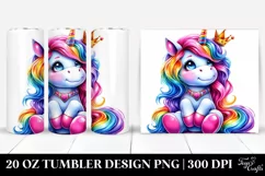 Cute Unicorn Sitting Funny Watercolor Drawing | 20 oz Product Image 1