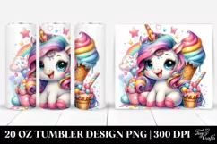 Cute Funny Unicorn Watercolor Drawing | 20 oz Tumbler Product Image 1