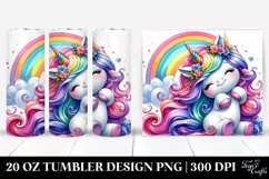 Cute Funny Unicorn Watercolor Drawing | 20 oz Tumbler Product Image 1