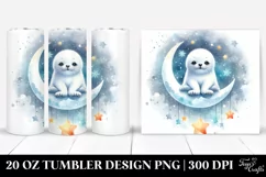 Vibrant Baby Seal on Moon with Snowflakes | 20 oz Tumbler Product Image 1