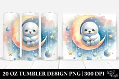 Vibrant Baby Seal on Moon with Snowflakes | 20 oz Tumbler Product Image 1