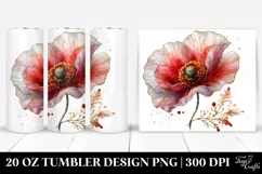 20 Oz Tumbler Sublimation | Detailed Material Floral Poppy Product Image 1