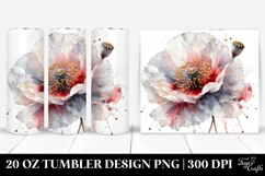 20 Oz Tumbler Sublimation | Detailed Material Floral Poppy Product Image 1