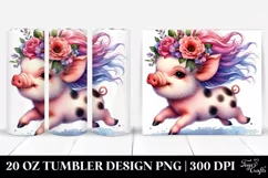 Proud Pig with Floral Wreath 20 Oz Tumbler Product Image 1