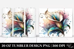 20 Oz Tumbler Sublimation | Wooden Material Calla Lily Product Image 1