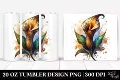 20 Oz Tumbler Sublimation | Wooden Material Calla Lily Product Image 1