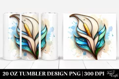 20 Oz Tumbler Sublimation | Wooden Material Calla Lily Product Image 1