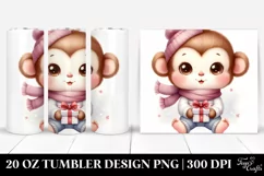 Pastel Baby Monkey in Winter Clothes | 20 oz Tumbler Product Image 1