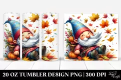 Colorful Watercolor Cute Gnome with Autumn Leaves | 20 oz Product Image 1