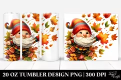 Colorful Watercolor Cute Gnome with Autumn Leaves | 20 oz Product Image 1