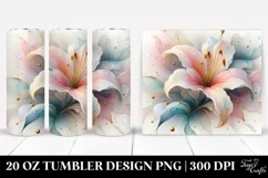 Abstract Lily Watercolor, Transparent 20 Oz Tumbler Product Image 1