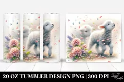 Lamb Tumbling with Spring Petals | 20 Oz Tumbler Product Image 1