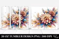 Pastel Dahlia Design, Transparent 20 Oz Tumbler Product Image 1
