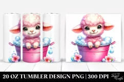 Watercolor Smiling Lamb Bucket Tumbler Product Image 1