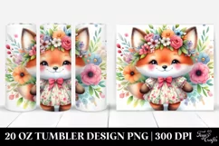 Whimsical Flowers Baby Fox | 20 Oz Tumbler Product Image 1