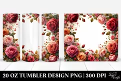 sWatercolor Red Rose Frame 20 Oz Tumbler Product Image 1