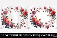 sWatercolor Red Rose Frame 20 Oz Tumbler Product Image 1