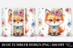 Whimsical Flowers Baby Fox | 20 Oz Tumbler Product Image 1