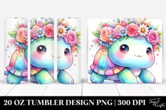 Cartoon-Style Watercolor Turtle | 20 oz Tumbler Product Image 1